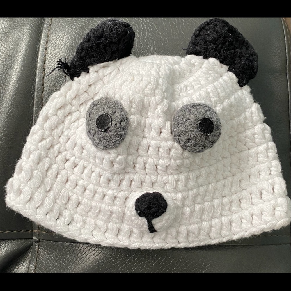 Crochet baby panda hat
